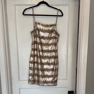 Sequin Striped Dress - gold